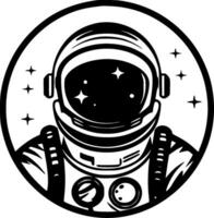 astronauta - negro y blanco aislado icono - vector ilustración