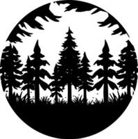 Forest - Black and White Isolated Icon - Vector illustration