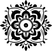 mandala - negro y blanco aislado icono - vector ilustración