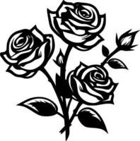 rosas - negro y blanco aislado icono - vector ilustración