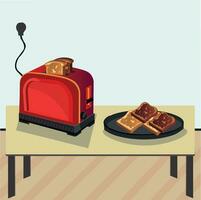 bread with toaster vector