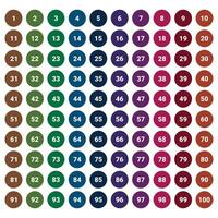 numbers one to 100 with colorful bubbles vector