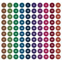 numbers one to 100 with colorful bubbles vector