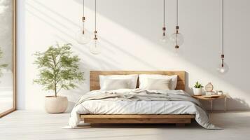 modern double bedroom with furniture and a frame photo