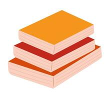 apilar de naranja y rojo libros en blanco antecedentes. vector plano ilustración.