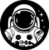 astronauta - negro y blanco aislado icono - vector ilustración