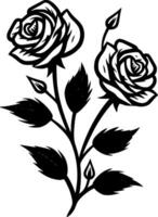 rosas - negro y blanco aislado icono - vector ilustración