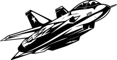 Fighter Jet, Black and White Vector illustration