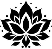 Lotus Flower - Black and White Isolated Icon - Vector illustration