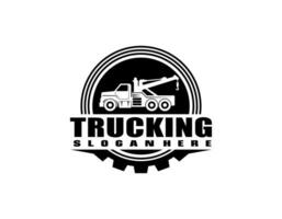 Towing truck service logo vector for transportation company. Heavy equipment template vector illustration for your brand.