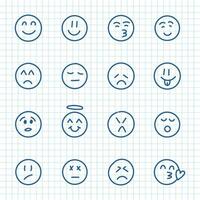 Emojis faces icon in hand drawn style. Doddle emoticons vector illustration on isolated background. Happy and sad face sign business concept.