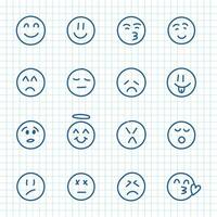 Emojis faces icon in hand drawn style. Doddle emoticons vector illustration on isolated background. Happy and sad face sign business concept.