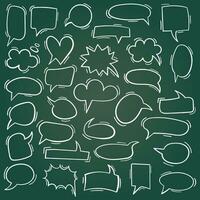 Doodle chat icon in hand drawn style. Cartoon bubbles vector illustration on isolated background. Talk frame sign business concept.