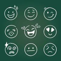 emojis caras icono en mano dibujado estilo. esquivar emoticones vector ilustración en aislado antecedentes. contento y triste cara firmar negocio concepto.