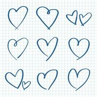 corazones icono en mano dibujado estilo. hecho a mano pintado corazón vector ilustración en aislado antecedentes. amor garabatear firmar negocio concepto.