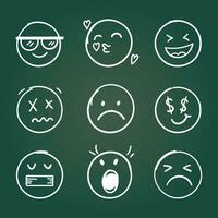 Emojis faces icon in hand drawn style. Doddle emoticons vector illustration on isolated background. Happy and sad face sign business concept.