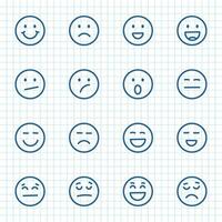 emojis caras icono en mano dibujado estilo. esquivar emoticones vector ilustración en aislado antecedentes. contento y triste cara firmar negocio concepto.