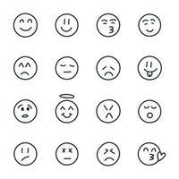 Emojis faces icon in hand drawn style. Doddle emoticons vector illustration on isolated background. Happy and sad face sign business concept.