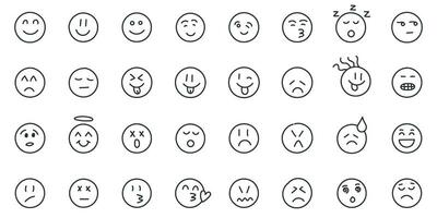 emojis caras icono en mano dibujado estilo. esquivar emoticones vector ilustración en aislado antecedentes. contento y triste cara firmar negocio concepto.