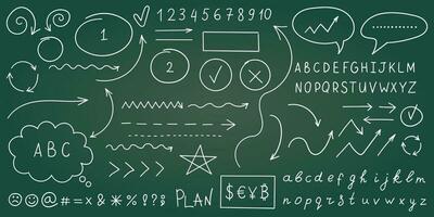 Arrow circles and abstract doodle icon in hand drawn style. Number vector illustration on isolated background. Letters, arrows sign business concept.