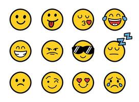 emojis caras icono en mano dibujado estilo. esquivar emoticones vector ilustración en aislado antecedentes. contento y triste cara firmar negocio concepto.