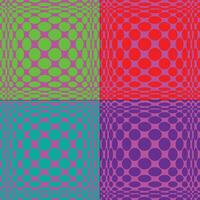 mod op art vector patterns with bright colorsand circles