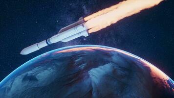 Rocket in the outer space, 3d rendering. video