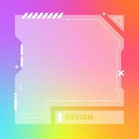 Futuristic square gradient background. Social media frame vector illustration.