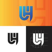 creative letter u and h logo design vector