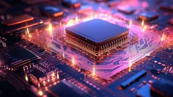 Close-up of electronic circuit board with processor photo