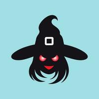 The Witch Portrait On Blue Background vector