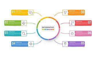 8 proceso infografía diseño modelo. diagrama, anual informe, negocio presentación, y organización. vector ilustración.