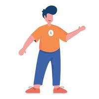 Illustration vector graphic of man standing alone with left hand pointing to the left