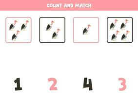 Count all vultures and match with the correct number. vector