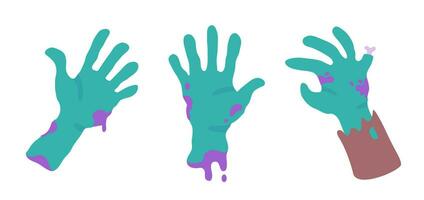 rotten zombie hands halloween night horror party decoration elements vector