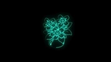 néon fleur lumières en haut Animé abstrait mouvement sur noir Contexte video
