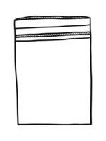 BLACK VECTOR ISOLATED ON A WHITE BACKGROUND DOODLE ILLUSTRATION OF A PLASTIC BAG WITH A LOCK