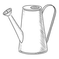 BLACK VECTOR ISOLATED ON A WHITE BACKGROUND DOODLE ILLUSTRATION OF A GARDEN WATERING CAN