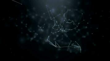 Abstract dark background with connecting dots and lines. Abstract atomic particle background and molecular pattern video