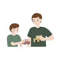 father playing with son happy father's day set vector