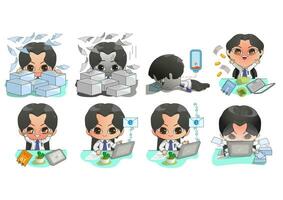 Character cartoon male office worker. vector illustration 02