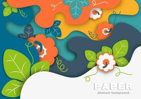 Pumpkin leaves, paper cut style. Abstract Background, vector illustration. 02