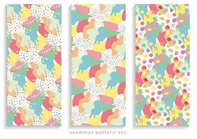 Pastel color seamless pattern. Trendy texture design with basic shapes. Wallpaper print set. vector