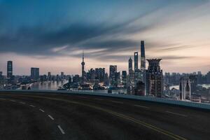 Asphalt road and urban building of Shanghai, driveway and road. photo