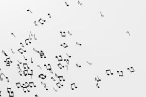 negro música notas con blanco fondo, 3d representación. foto