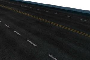 el vacío asfalto la carretera con blanco fondo, 3d representación. foto