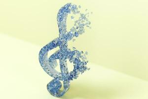 Blue music notes with yellow background, 3d rendering. photo