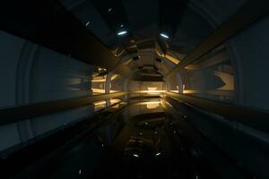 Dark tunnel with light at the end, 3d rendering. photo