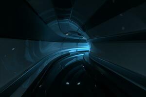 Dark tunnel with light at the end, 3d rendering. photo