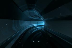 Dark tunnel with light at the end, 3d rendering. photo